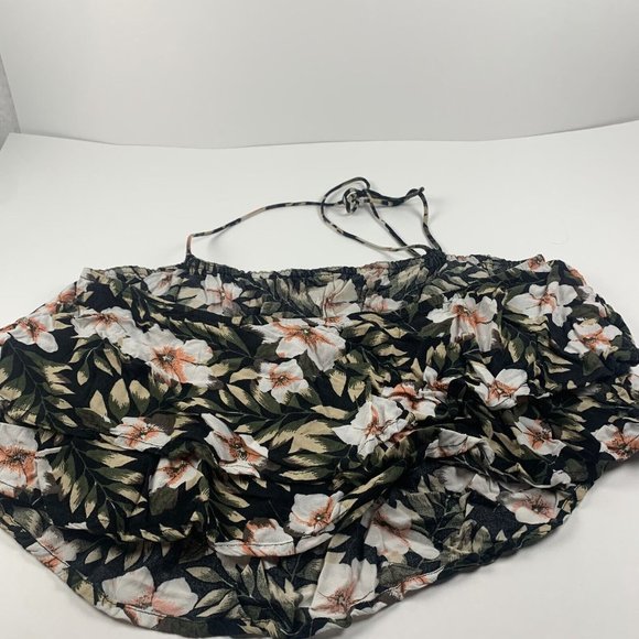 Volcom Coco Halter Cami Top Women Medium Black Combo Floral Viscose Pull-On 8363 - Picture 5 of 6